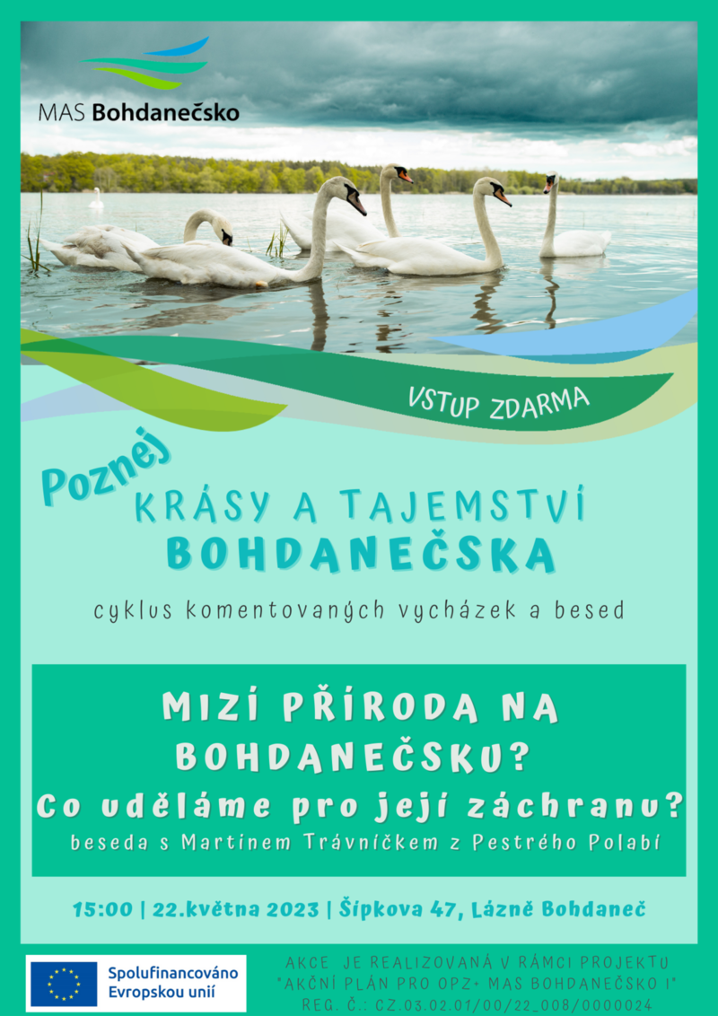 Plakát - Beseda s M. Trávníčkem_Mizí příroda na Bohdanečsku_22.5.2023